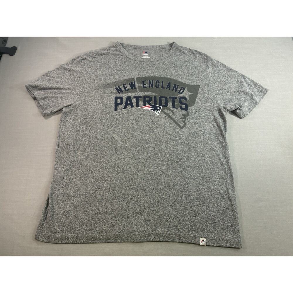 Majestic New England Patriots T-Shirt Mens XL Heather Gray NFL Graphic Tee